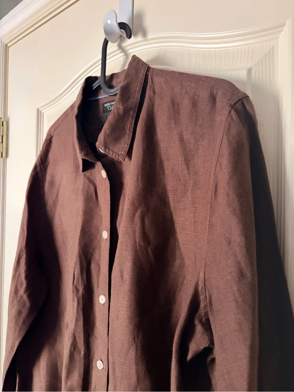 J. Crew Baird McNutt Women’s Brown Button-Up Linen Shirt, Slim, 12